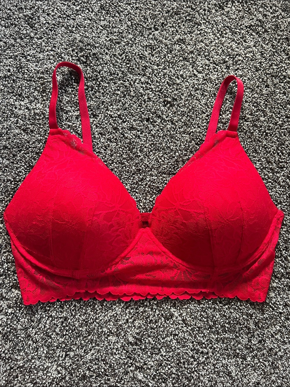 PINK Victoria's Secret Red Lace Push-Up Bralette